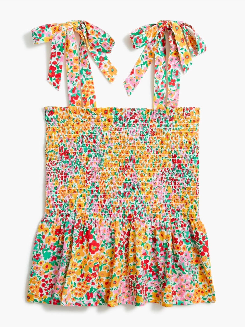 J.Crew Floral Smocked Tie-Shoulder Tank